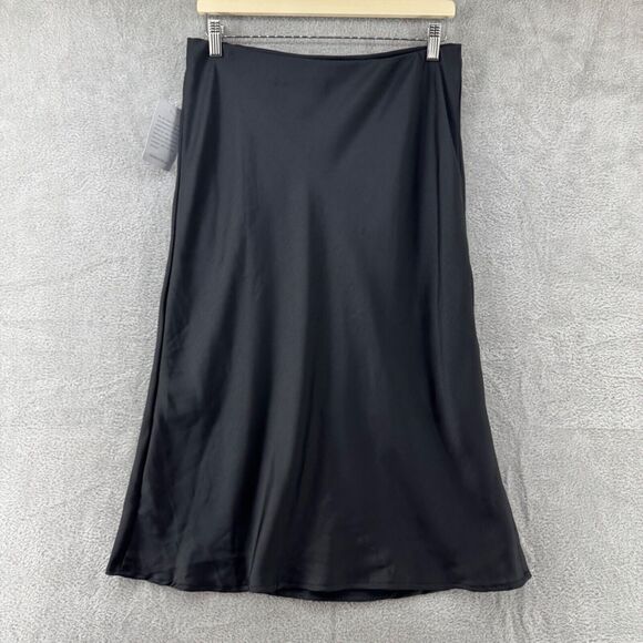 Forgotten Grace Nordstrom Skirt Womens L Black Midi Pencil Flounced Lined New - Picture 7 of 12